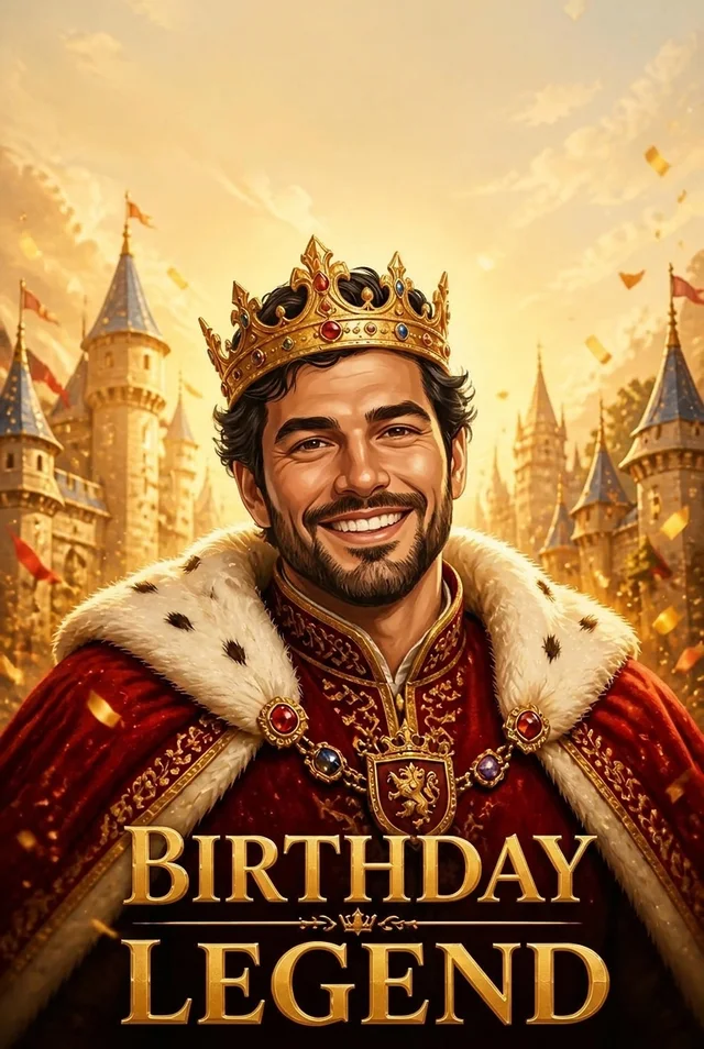 The same face on the Birthday Legend card